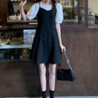 Short-sleeve Blouse / Mini A-line Pinafore Dress