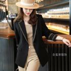 3/4-sleeve Embellished Trim One-button Blazer
