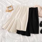 Asymmetric Plain High-waist Knit Skirt