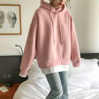 Mock Two Piece Hooded Sweatshirt