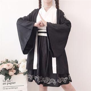 Embroidered Long-sleeve Hanfu Top / Mock Two-piece Short-sleeve Hanfu Dress