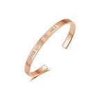 Simple Fashion Plated Rose Gold Geometric Cubic Zirconia Open Bangle Rose Gold - One Size