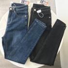 High-waist Side-split Slim-fit Jeans