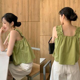 Shirred-strap Crop Top