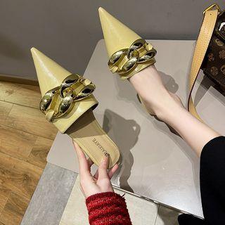 Pointed Chain Detail Mules