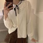 Long-sleeve Lace Blouse 7315 - Blouse - White - One Size