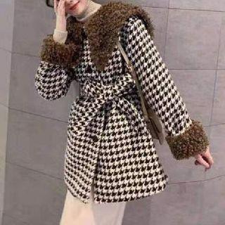 Faux-shearling Collar Single-breasted Coat