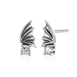 925 Sterling Silver Retro Elegant Fashion Wing Earrings And Ear Studs Silver - One Size