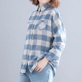 Plaid Shirt Light Blue - One Size