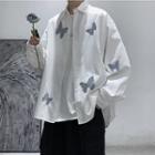 Butterfly Printed Long-sleeve Shirt