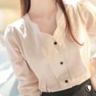 Scallop-neck Puff-sleeve Blouse