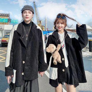 Couple Matching Two Tone Corduroy Buttoned Jacket