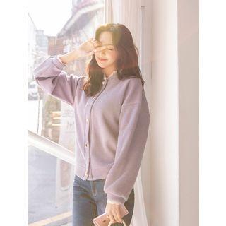 Plus Size Laced Jewel-button Cardigan
