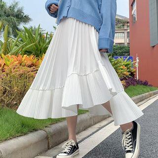 Midi Asymmetric Pleated Skirt