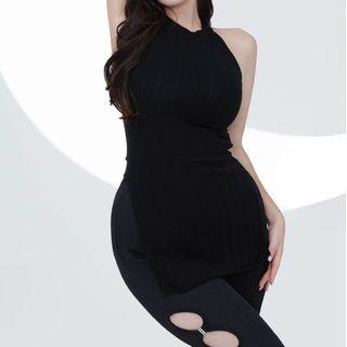 Halter Slit Knit Tank Top