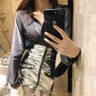 Plain Long-sleeve Loose-fit Shirt / High-waist Skirt