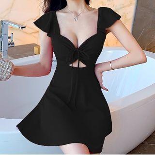 Cap-sleeve Cutout A-line Dress