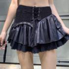 Lace Asymmetric Mini Skirt
