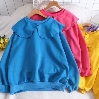 Plain Peter Pan-collar Long-sleeve Pullover