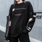 Cut Out Lettering Sweatshirt Black - One Size