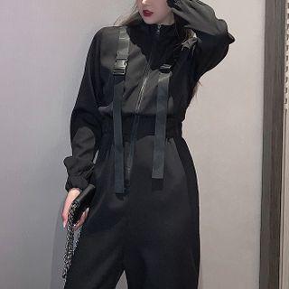 Long-sleeve Snap Buckle Jumpsuit
