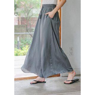 Tassel-waist Chiffon Maxi Culottes