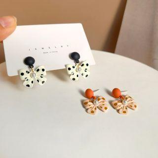 Polka Dot Bow Alloy Dangle Earring