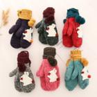 Rabbit Pom Pom Knit Gloves