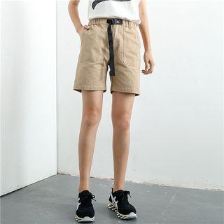 Straight-cut Belted Shorts