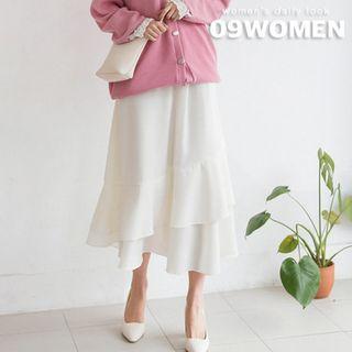 Plus Size Ruffle-hem Maxi Full Skirt