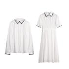 Plain Embroidered Long Sleeve Shirt/plain Short Sleeve Dress