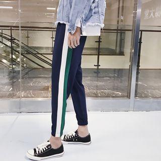 Contrast Stripe Gather Cuff Sweatpants