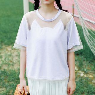 Set: Short-sleeve T-shirt + Tulle Top