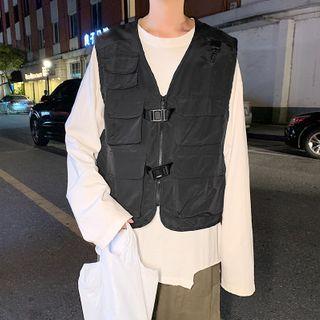 Snap Buckle Cargo Vest