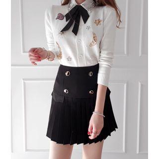 Round-neck Rhinestone Cardigan