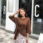 3/4-sleeve Tie-waist T-shirt