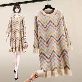 Curve Striped Midi Sweater Dress
