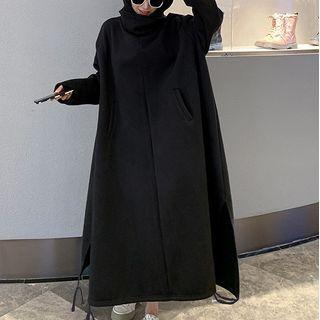 Drawstring-cuff Maxi Hoodie Dress