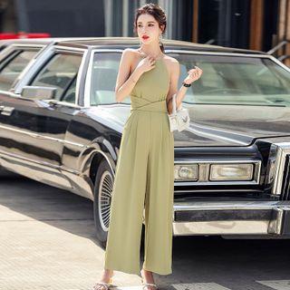 Sleeveless Halter Neck Wide Leg Jumpsuit