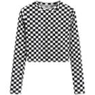Long-sleeve Checkerboard Knit Top