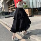 Ruffled Midi A-line Layered Skirt