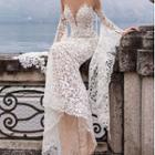 Bell-sleeve Off-shoulder Lace Sheath Evening Gown