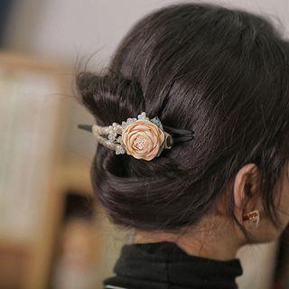 Flower Acrylic Hair Clip Black - One Size