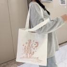 Cactus Print Canvas Tote Bag White - One Size