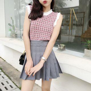 Patterned Short-sleeve Top / Sleeveless Top