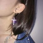 Rhinestone Cross Dangle Earring 1 Pc - One Size