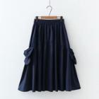 Midi A-line Skirt Navy Blue - One Size