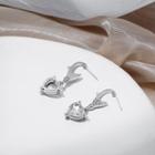 Rhinestone Heart Drop Earring E2822-1 - 1 Pair - Silver - One Size