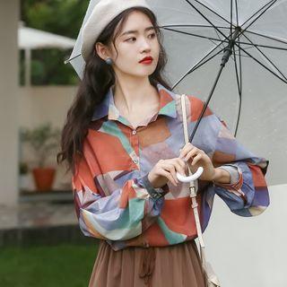 Color Block Shirt Red & Purple & Green - One Size