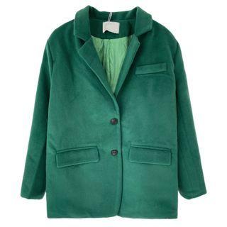 Plain Woolen Blazer Green - One Size